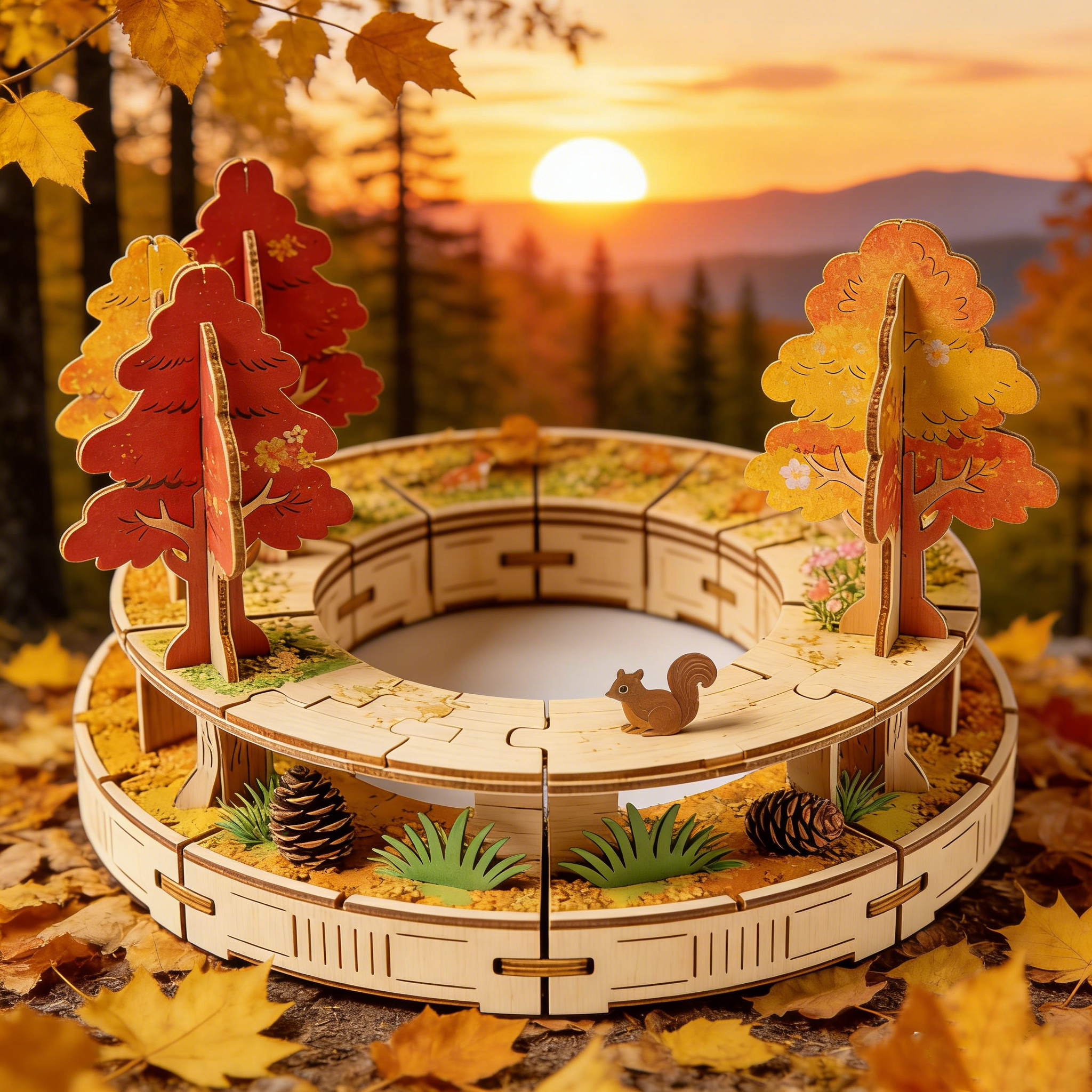 Autumn Forest 3D Wooden Scene