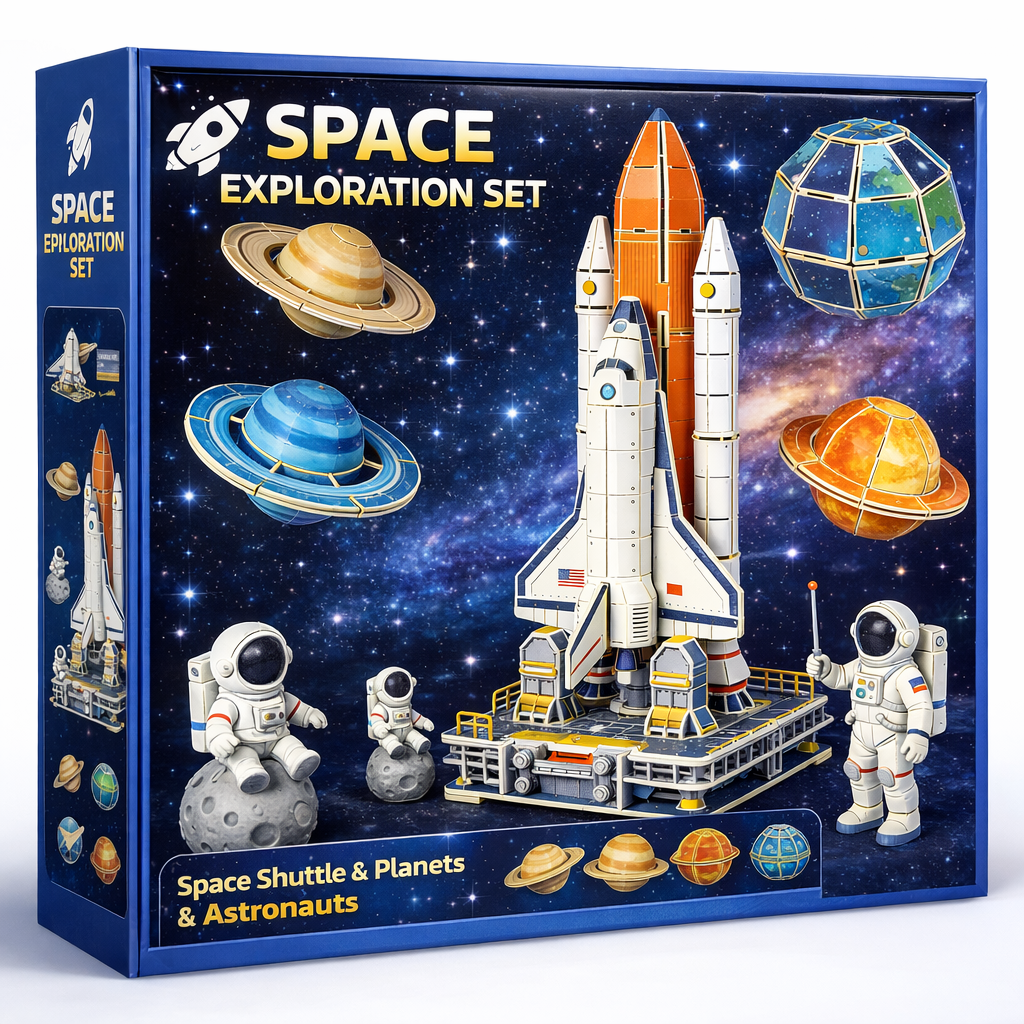 Space Exploration 3D Puzzle Model Set (Rocket & Planets)
